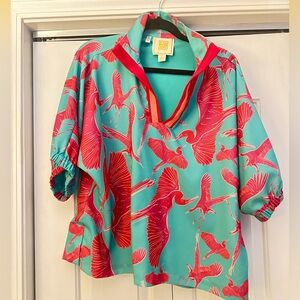 NWOT Emily McCarthy Poppy top in Avian Retreat size Lg